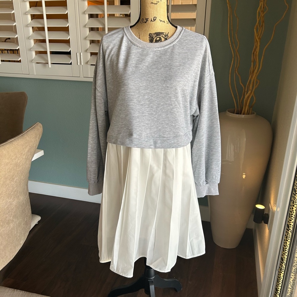 Gray and White Women's Dress